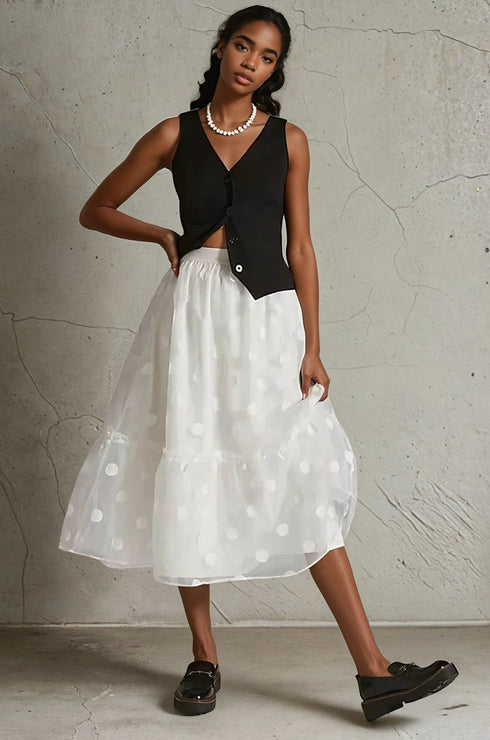 Tulle Midi Skirt - Snowflake Dot